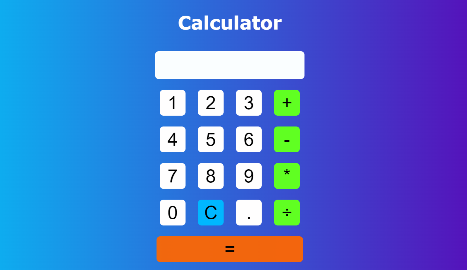 Calculator using HTML,CSS & JS